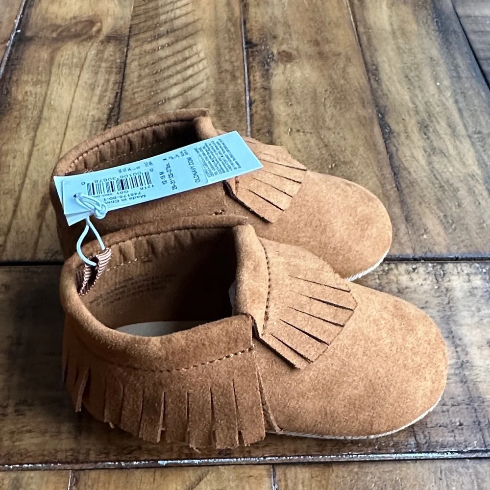 NWT Old Navy Kids Brown Moccasins with Fringe Detail
